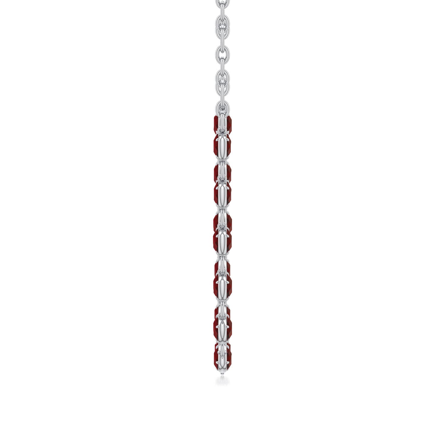 9mm AAA Alternating Cushion Garnet Link Chain Necklace in 999 Silver - side