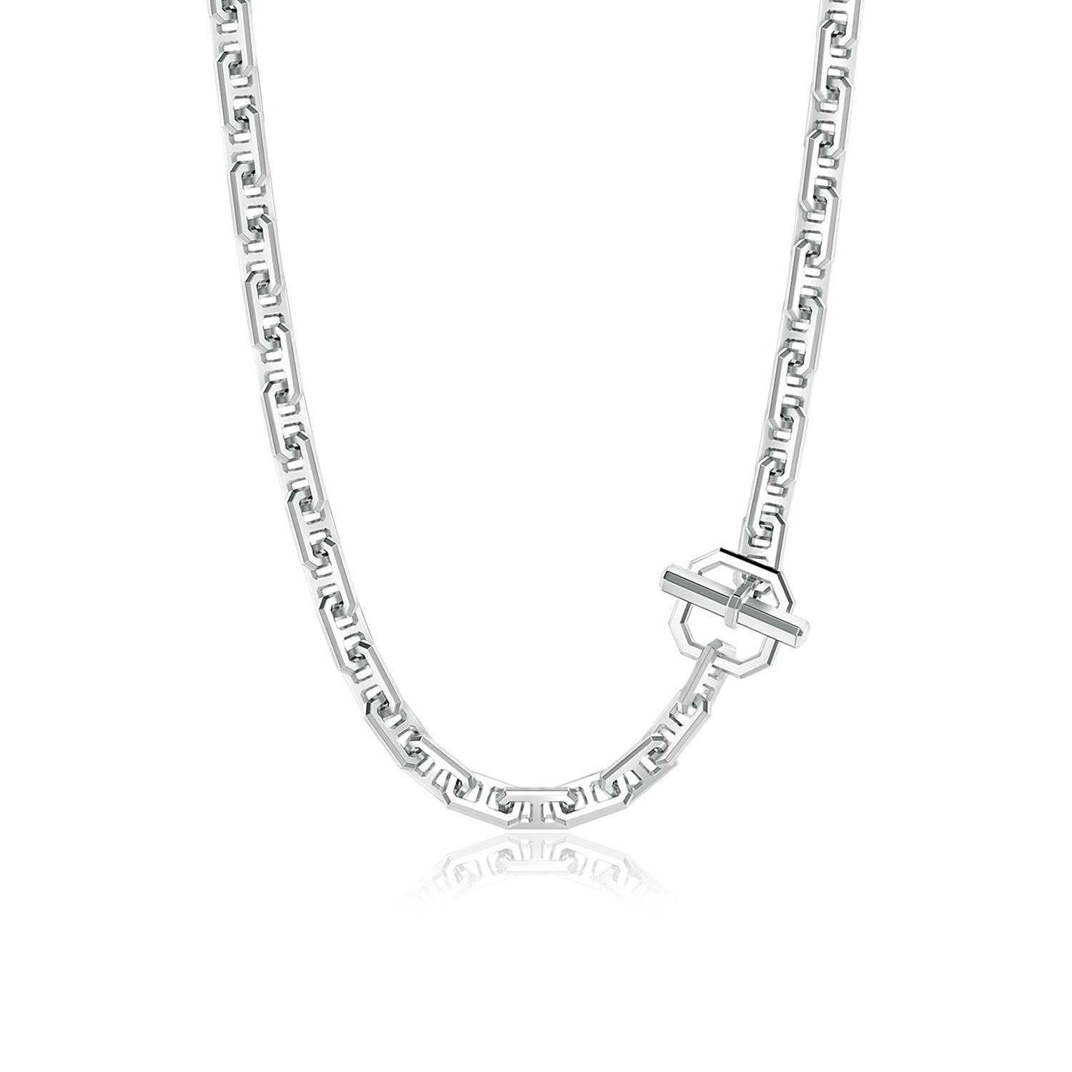Men's Octagon Link Necklace in S999 Silver