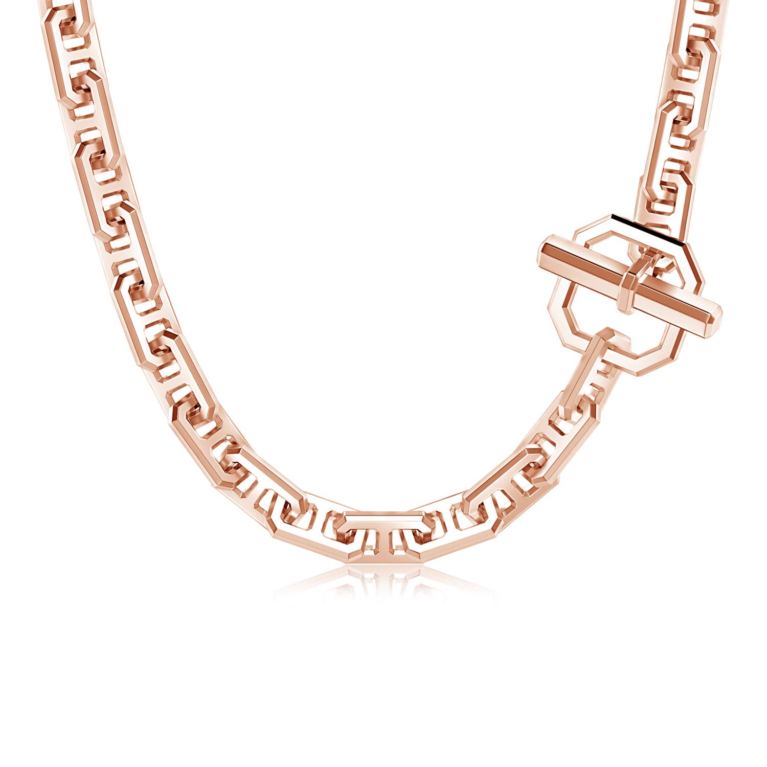 Men's Octagon Link Necklace in Rose Gold - main