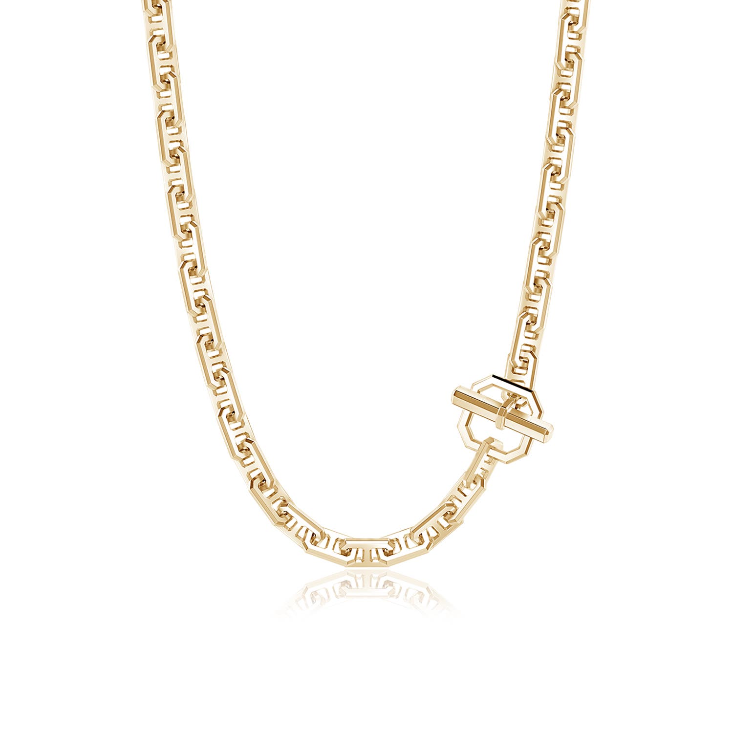 Men's Octagon Link Necklace in Yellow Gold