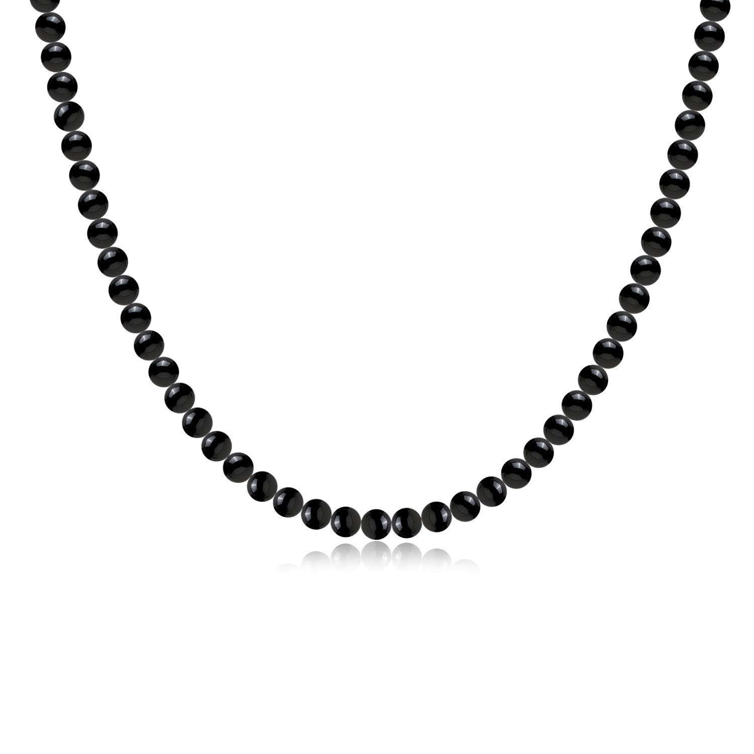 8mm AAA Men's  Black Onyx Beaded Necklace in Rose Gold - main