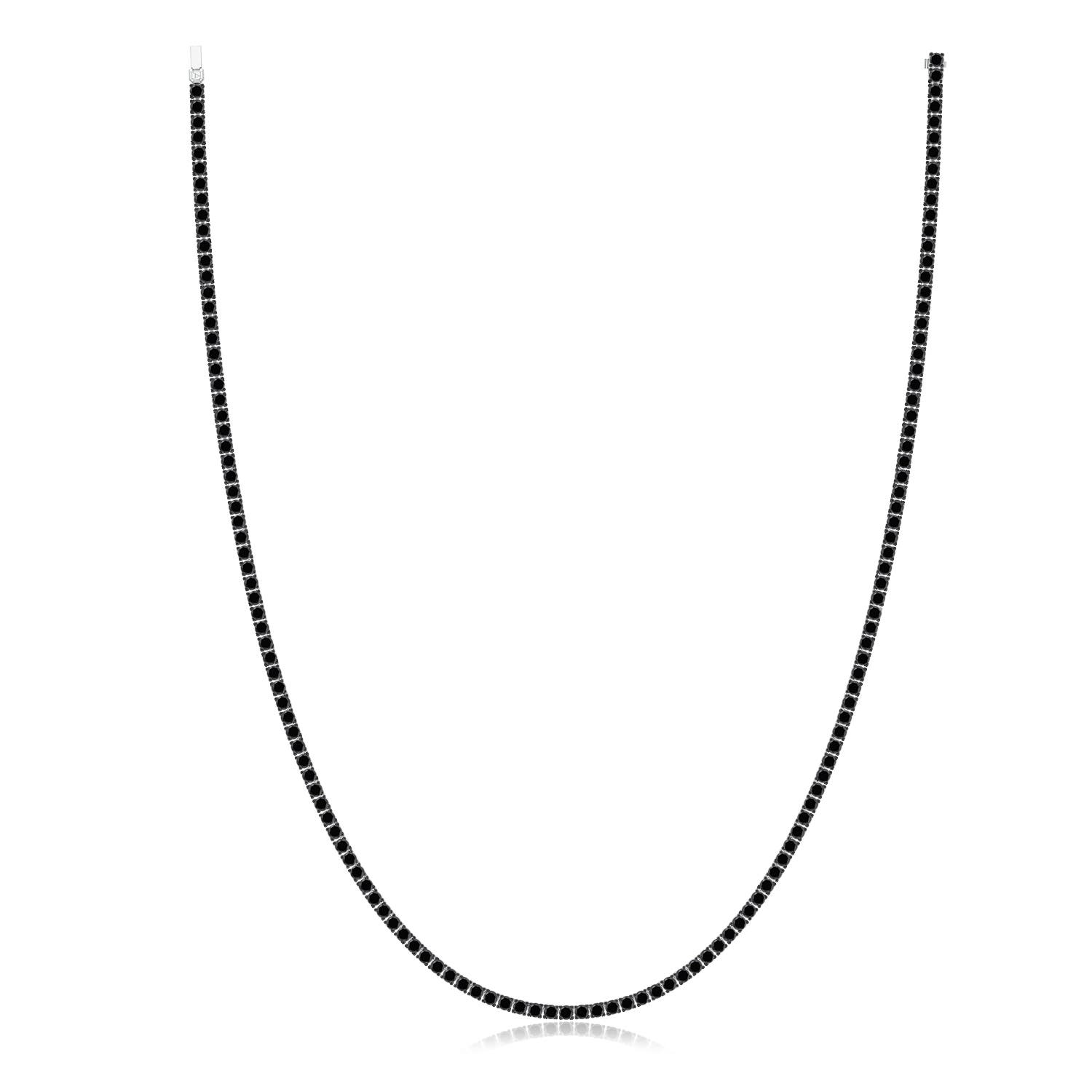 3.7mm AA Enhanced Black Diamond Men’s Tennis Necklace in White Gold