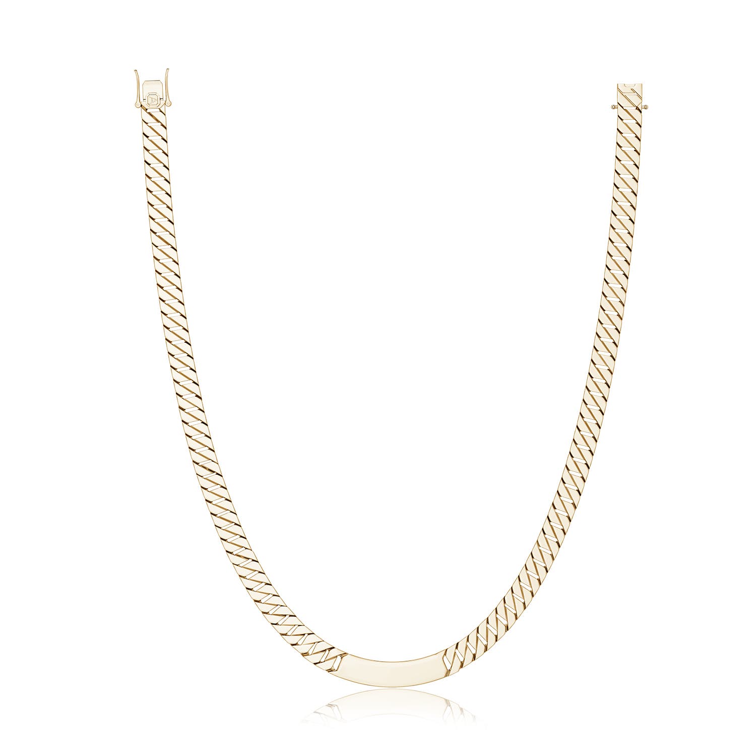 Men's Octagon-Shaped Link ID Necklace in Yellow Gold
