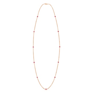 3mm AAA Round Pink Sapphire Station Necklace in Rose Gold