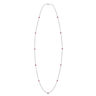 3mm AAAA Round Pink Sapphire Station Necklace in White Gold