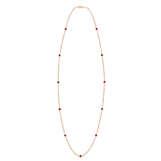 3mm AA Round Ruby Station Necklace in 9K Rose Gold