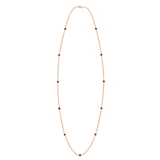 3mm AAA Round Ruby Station Necklace in 9K Rose Gold