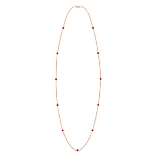 3mm AAA Round Ruby Station Necklace in Rose Gold