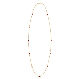 3mm AAA Round Ruby Station Necklace in Yellow Gold