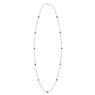 3mm AAAA Round Ruby Station Necklace in Rose Gold