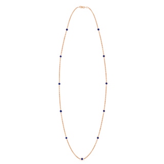 3mm AAAA Round Blue Sapphire Station Necklace in Rose Gold