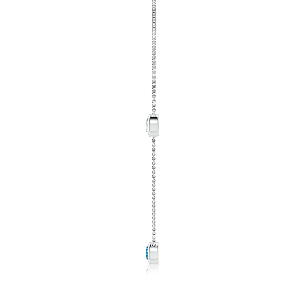 5.1mm AAAA Bezel-Set Round Fancy Intense Blue and White Diamond Chain Necklace in White Gold - side 199