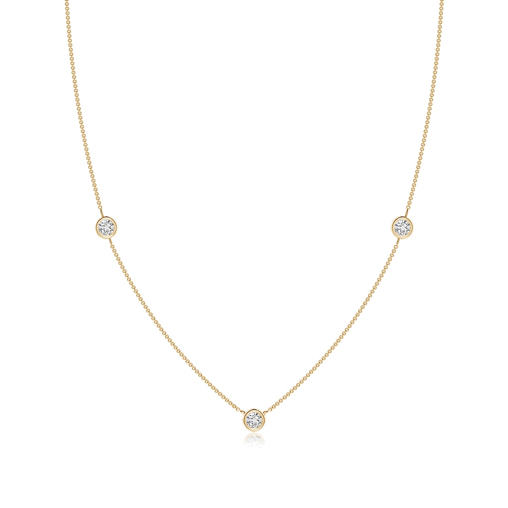 3.5mm HSI2 Bezel-Set Round Diamond Chain Necklace in Yellow Gold