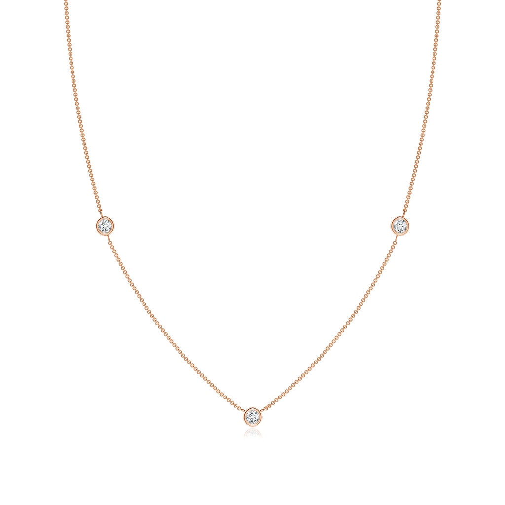 3mm GVS2 Bezel-Set Round Diamond Chain Necklace in Rose Gold