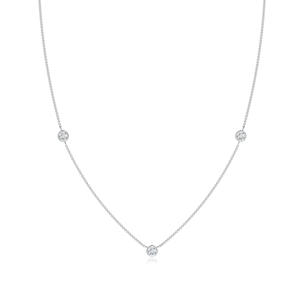 3mm GVS2 Bezel-Set Round Diamond Chain Necklace in White Gold
