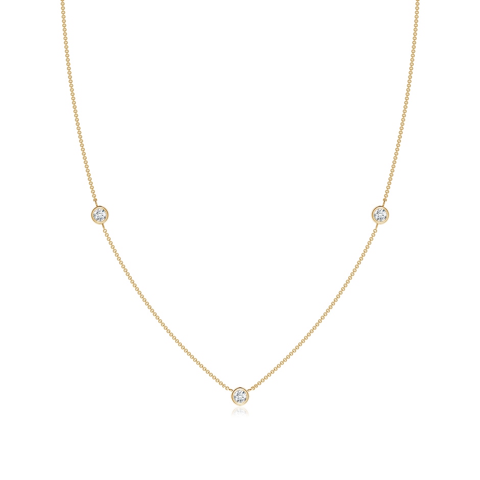 3mm GVS2 Bezel-Set Round Diamond Chain Necklace in Yellow Gold 