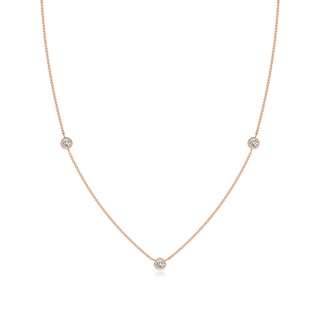 3mm IJI1I2 Bezel-Set Round Diamond Chain Necklace in 10K Rose Gold