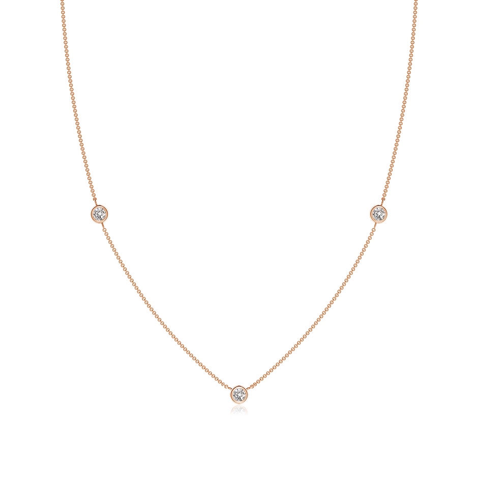 3mm IJI1I2 Bezel-Set Round Diamond Chain Necklace in Rose Gold 