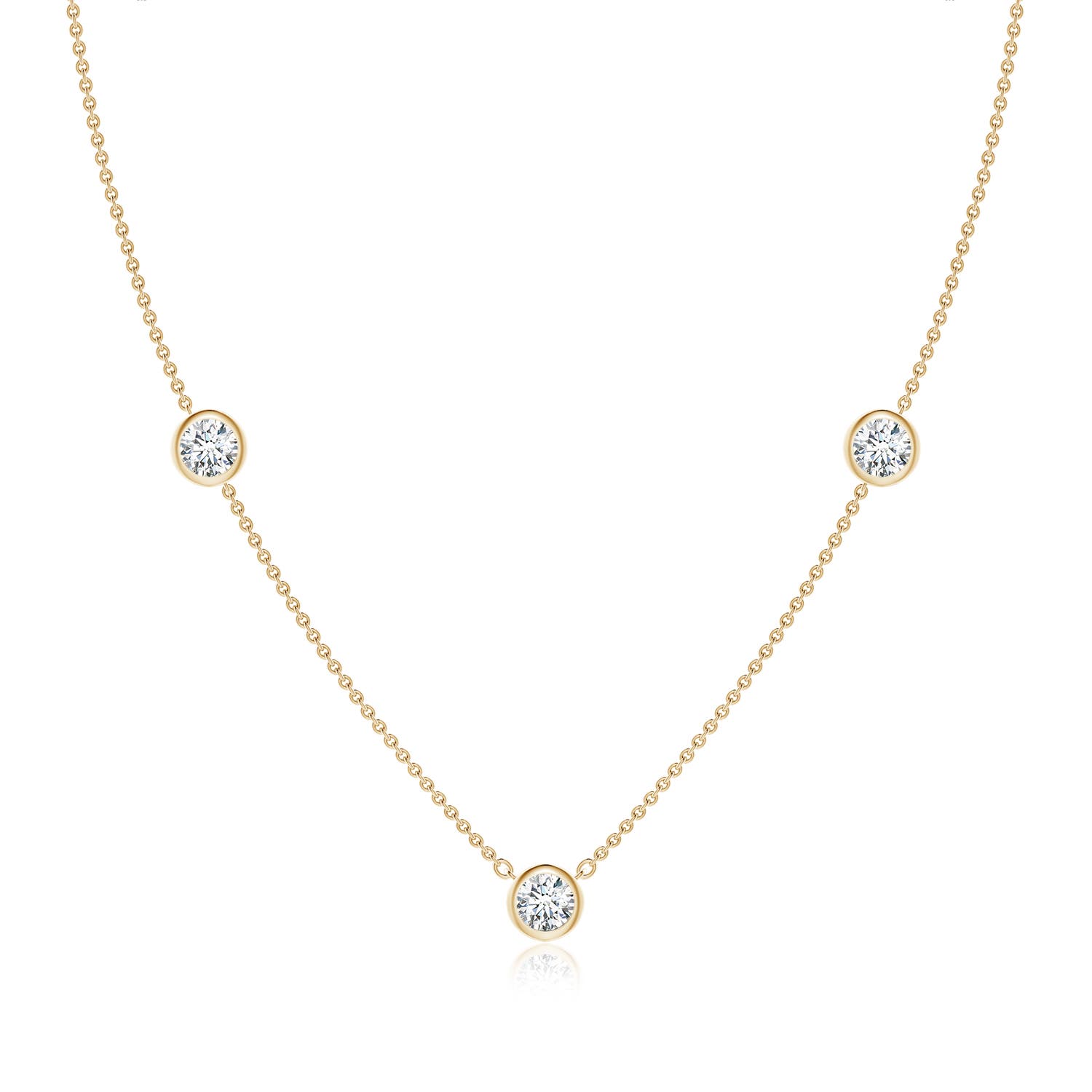 5.1mm GVS2 Bezel-Set Round Diamond Chain Necklace in Yellow Gold