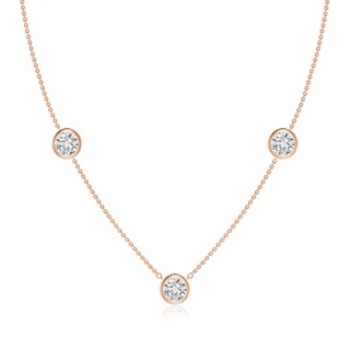 6.4mm HSI2 Bezel-Set Round Diamond Chain Necklace in 18K Rose Gold