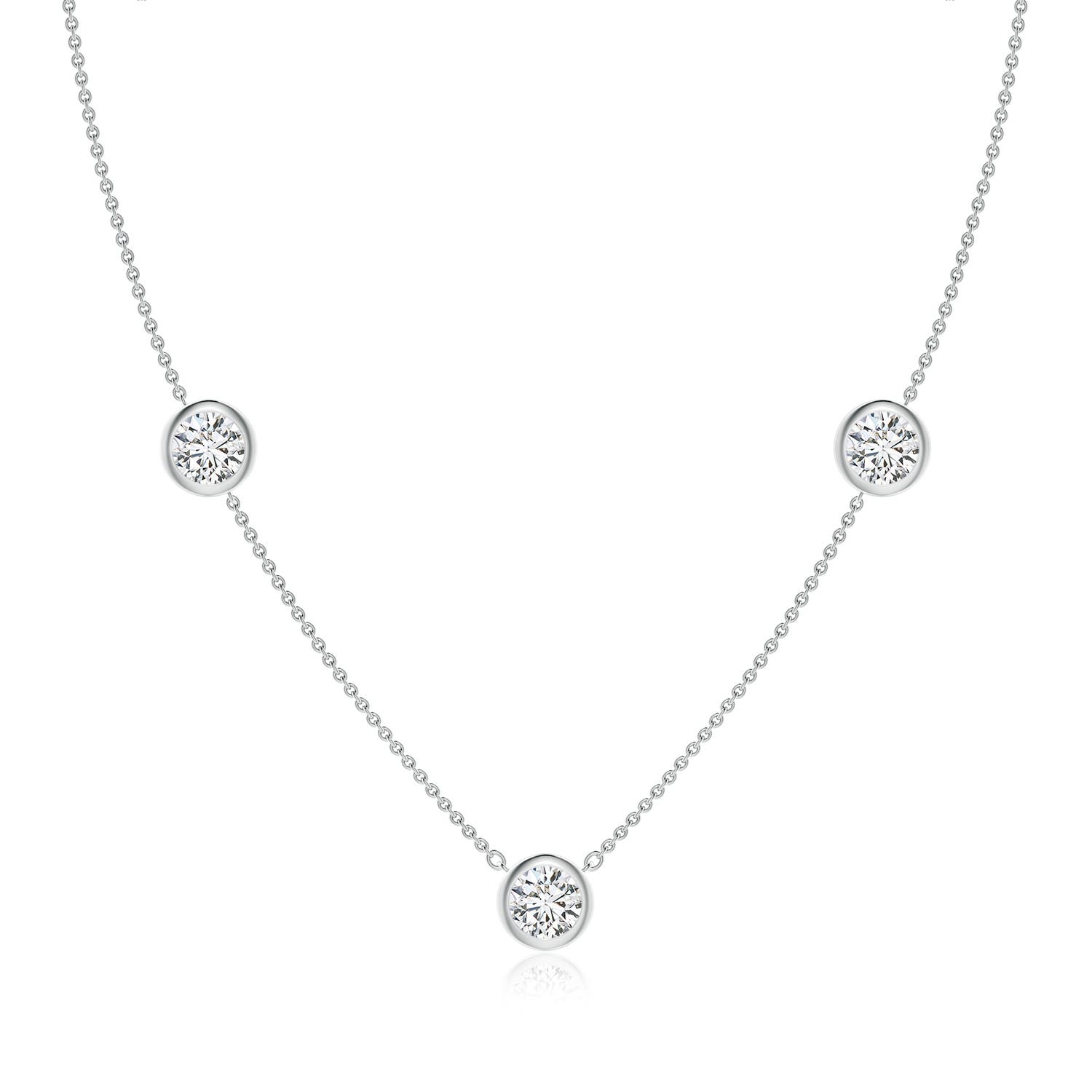 6.4mm HSI2 Bezel-Set Round Diamond Chain Necklace in 18K White Gold