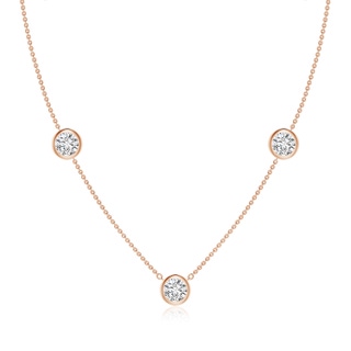 6.4mm HSI2 Bezel-Set Round Diamond Chain Necklace in 9K Rose Gold