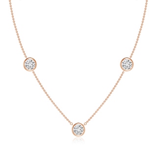 6.4mm HSI2 Bezel-Set Round Diamond Chain Necklace in Rose Gold