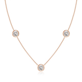 6.4mm IJI1I2 Bezel-Set Round Diamond Chain Necklace in Rose Gold