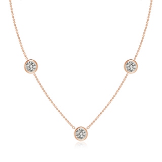 6.4mm KI3 Bezel-Set Round Diamond Chain Necklace in Rose Gold