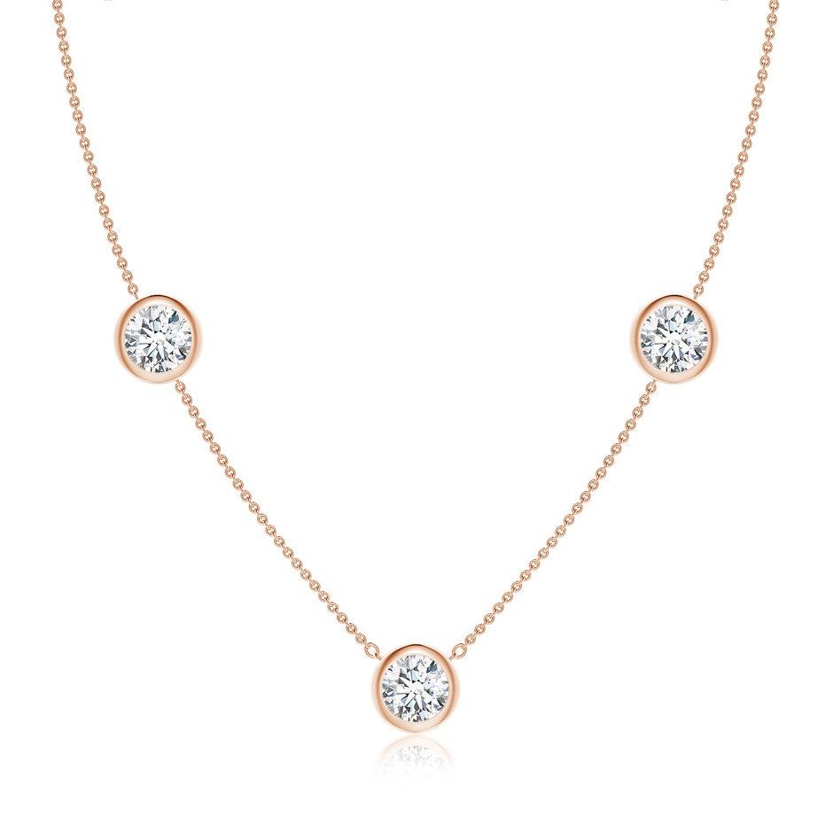 7.4mm GVS2 Bezel-Set Round Diamond Chain Necklace in Rose Gold 