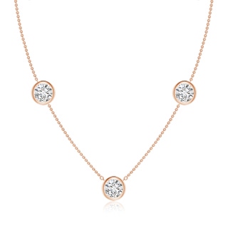 7.4mm HSI2 Bezel-Set Round Diamond Chain Necklace in 10K Rose Gold