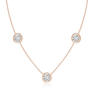 7.4mm HSI2 Bezel-Set Round Diamond Chain Necklace in 18K Rose Gold