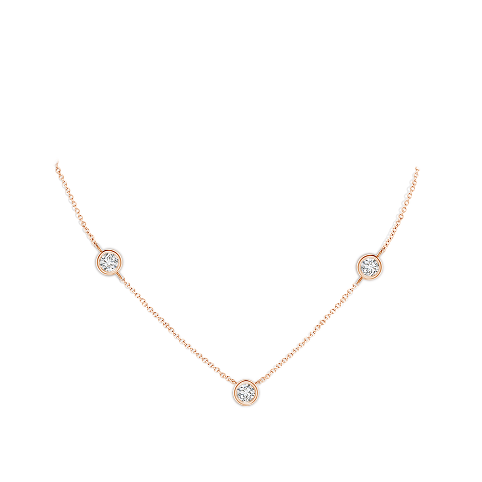 7.4mm HSI2 Bezel-Set Round Diamond Chain Necklace in 18K Rose Gold pen