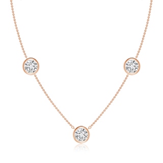 7.4mm HSI2 Bezel-Set Round Diamond Chain Necklace in 9K Rose Gold