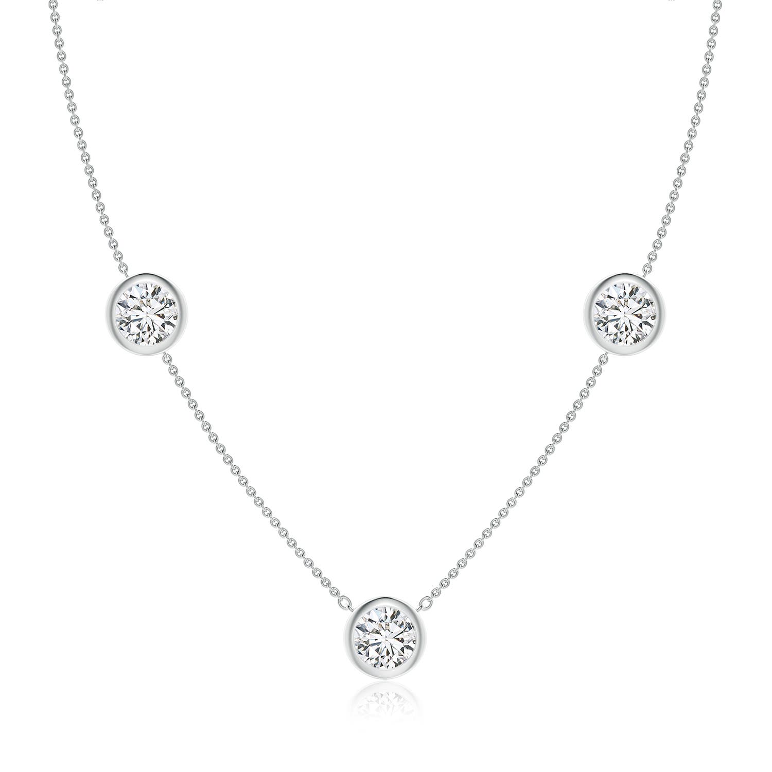 7.4mm HSI2 Bezel-Set Round Diamond Chain Necklace in White Gold