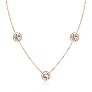 7.4mm IJI1I2 Bezel-Set Round Diamond Chain Necklace in 10K Rose Gold