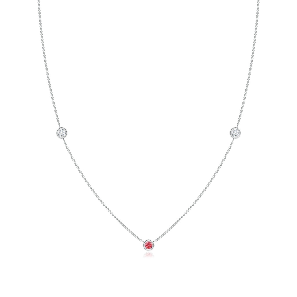 3mm AAAA Bezel-Set Round Fancy Intense Pink and White Diamond Chain Necklace in P950 Platinum