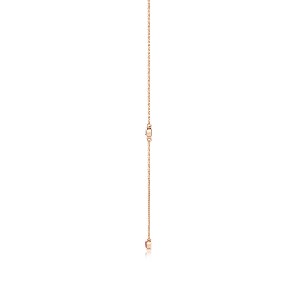 3mm AAAA Bezel-Set Round Fancy Intense Pink and White Diamond Chain Necklace in Rose Gold - side 199