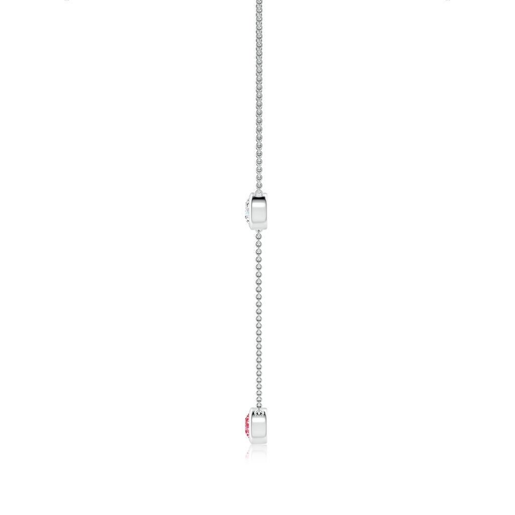 5.1mm AAAA Bezel-Set Round Fancy Intense Pink and White Diamond Chain Necklace in White Gold - side 199