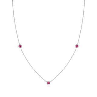 3mm AAAA Bezel-Set Round Pink Sapphire Chain Necklace in White Gold