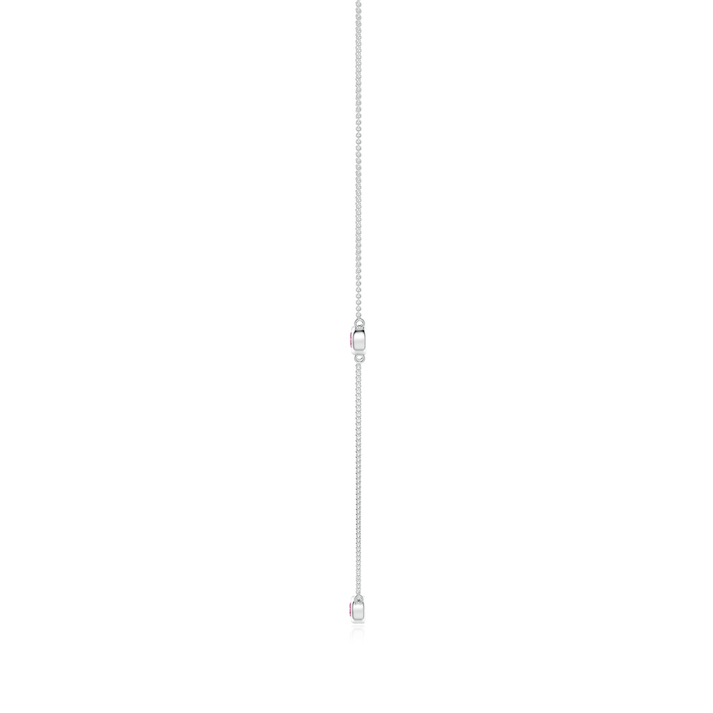 3mm AAAA Bezel-Set Round Pink Sapphire Chain Necklace in White Gold Side-1