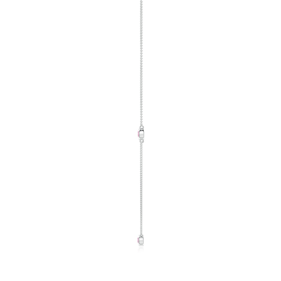 3mm AAAA Bezel-Set Round Pink Sapphire Chain Necklace in White Gold side-1