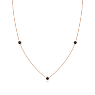 3mm A Bezel-Set Round Blue Sapphire Chain Necklace in Rose Gold