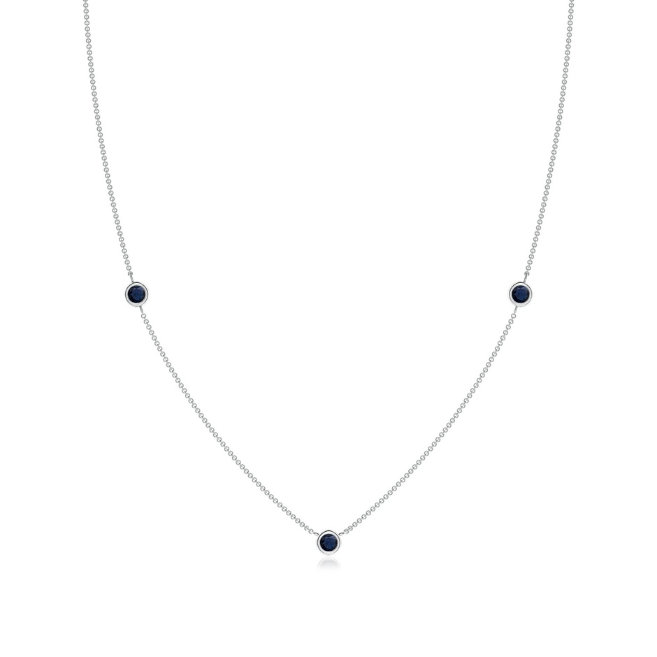 3mm A Bezel-Set Round Blue Sapphire Chain Necklace in White Gold 