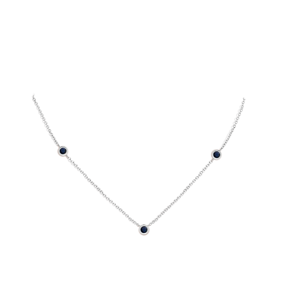 3mm A Bezel-Set Round Blue Sapphire Chain Necklace in White Gold pen