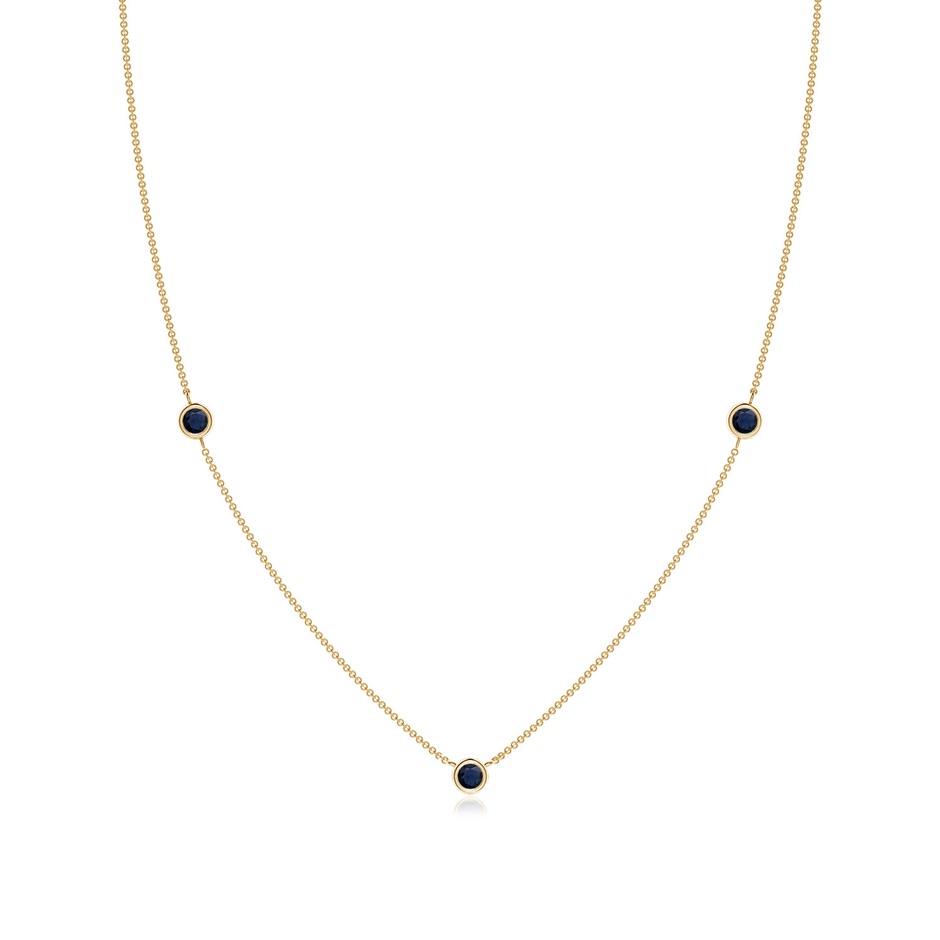 3mm A Bezel-Set Round Blue Sapphire Chain Necklace in Yellow Gold 