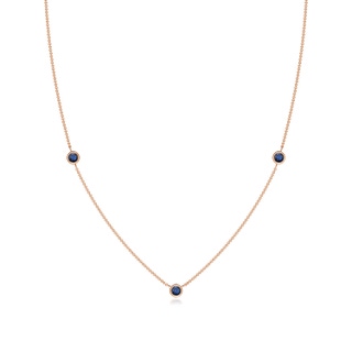 3mm AA Bezel-Set Round Blue Sapphire Chain Necklace in 9K Rose Gold