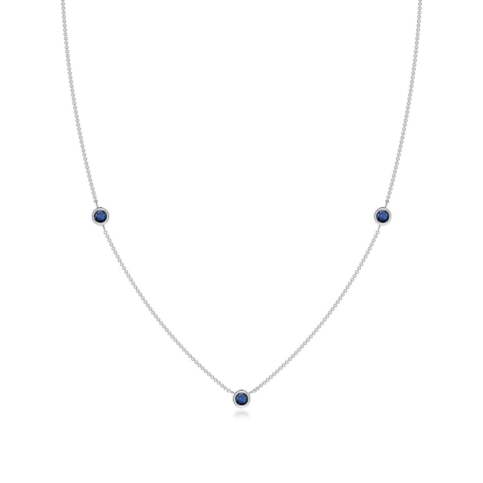 3mm AA Bezel-Set Round Blue Sapphire Chain Necklace in White Gold 