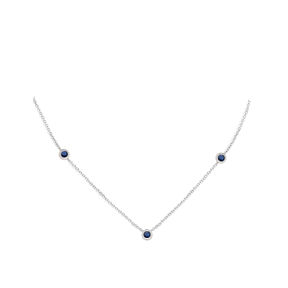 3mm AA Bezel-Set Round Blue Sapphire Chain Necklace in White Gold pen