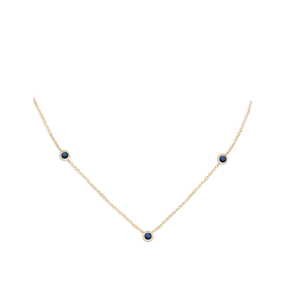 3mm AA Bezel-Set Round Blue Sapphire Chain Necklace in Yellow Gold pen